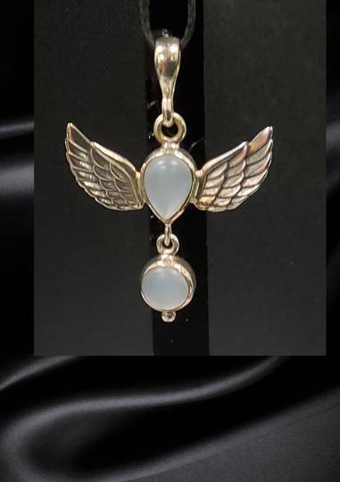 2 Drop Angel Wings Moonstone Pendant image 0